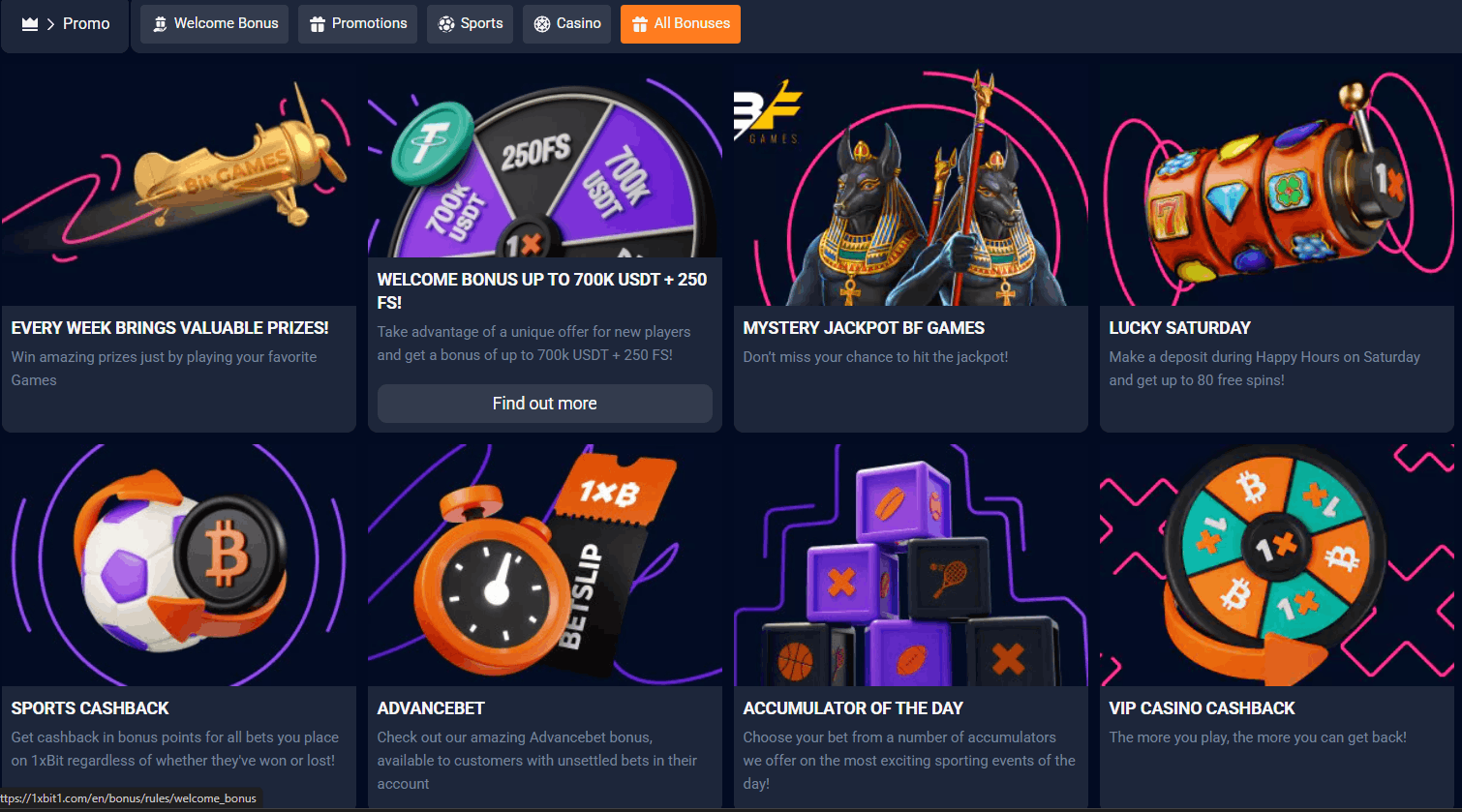 Bónus de Boas-Vindas do Casino 1xBit – Até 7 BTC + 250 Rodadas Grátis