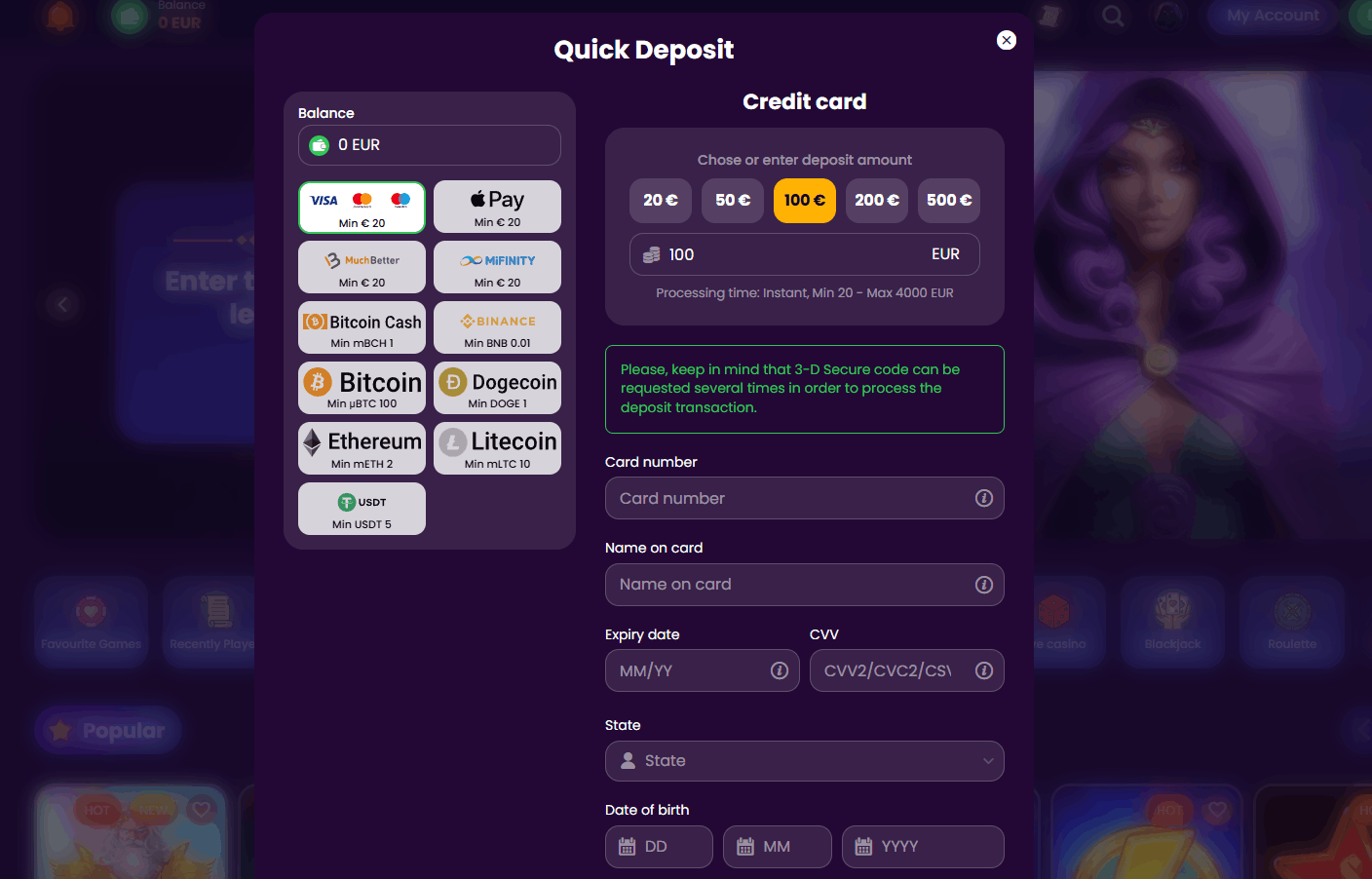 Como Depositar no Spinando – Métodos de pagamento e depósito mínimo